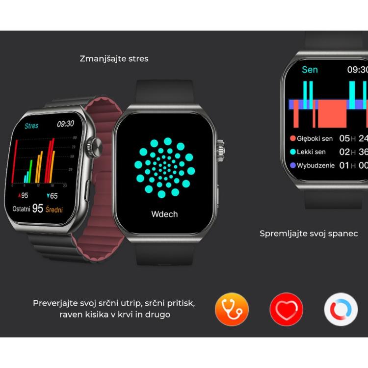 Pametna ura Forever Verfi SWM-300, 1.96" AMOLED zaslon, IP67, črna