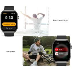 Pametna ura Forever Verfi SWM-300, 1.96" AMOLED zaslon, IP67, črna