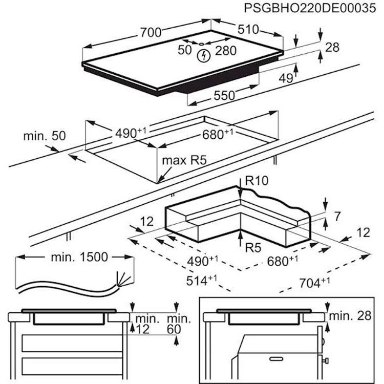 Vgradna kuhalna plošča AEG IKE74441IB, Bridge, 70 cm, indukcija