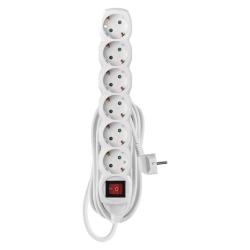 Podaljšek Emos 5 m / 6 vtičnic / s stikalom / beli / PVC / 1,5 mm2