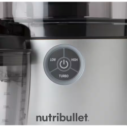 Detajl upravljalne plošče Nutribullet Juicer Pro z gumbi LOW, HIGH in TURBO