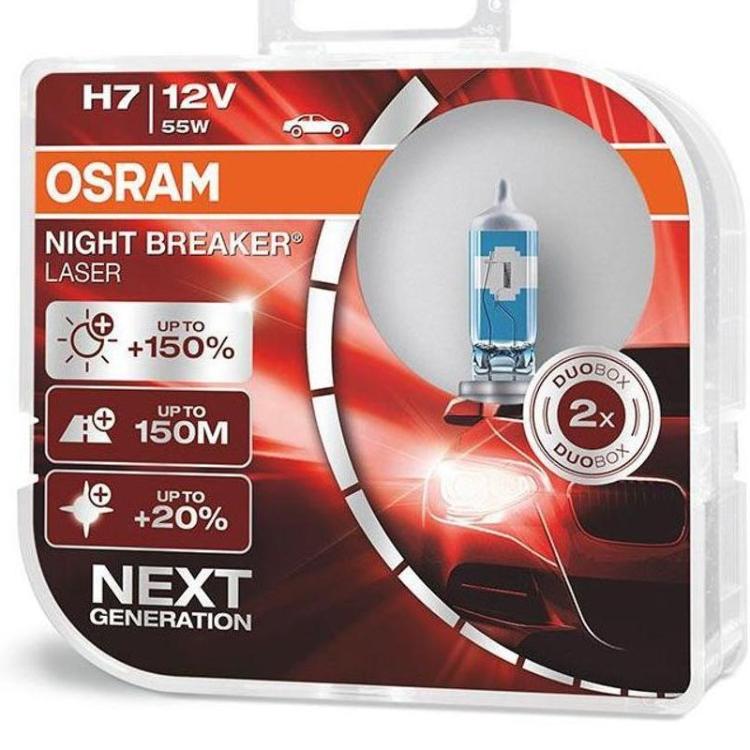 Žarnica H7 12V 55W night breaker laser gen2 + 150 duo pack Osram