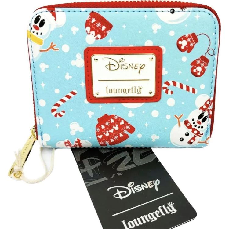 Denarnica Loungefly Disney Seasonal Snowman Minnie Mickey Aop