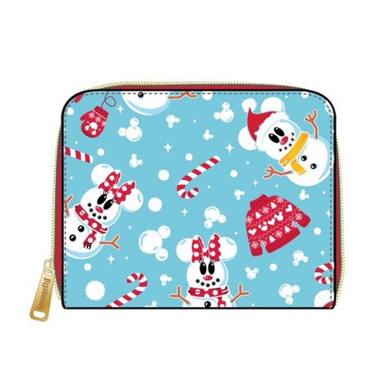 Denarnica Loungefly Disney Seasonal Snowman Minnie Mickey Aop