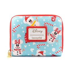 Denarnica Loungefly Disney Seasonal Snowman Minnie Mickey Aop