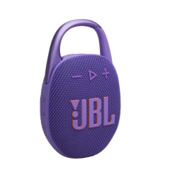 Prenosni zvočnik JBL z odprtim karabinom in vidnim logotipom na mrežasti površini