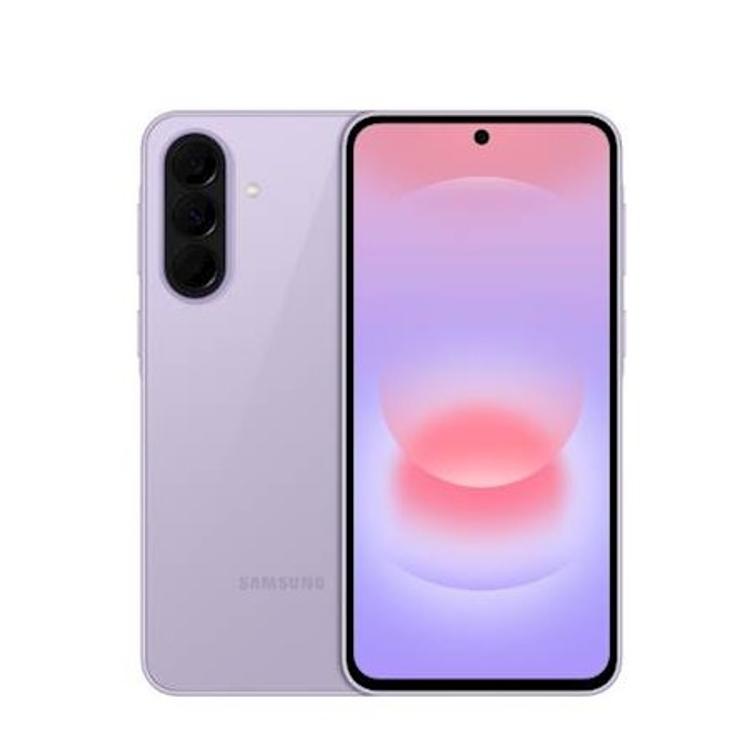 Sprednji in zadnji pogled na telefon Samsung Galaxy v temni barvi.