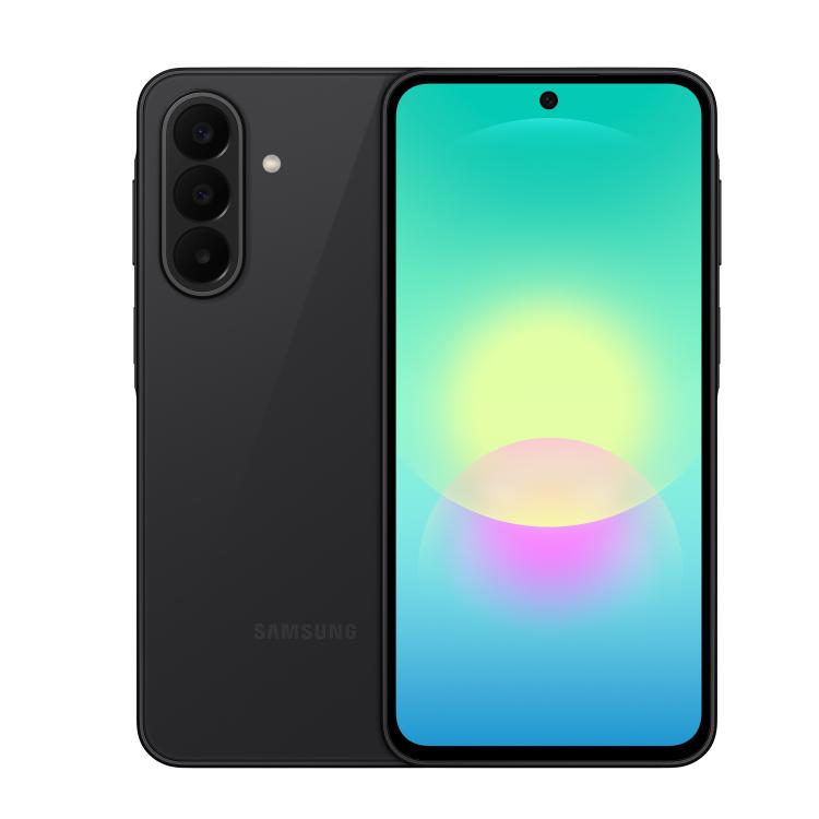 Samsung Galaxy A27 5G, črna, spredaj in zadaj, 6,7" zaslon, trojna kamera, Infinity‑O dizajn.