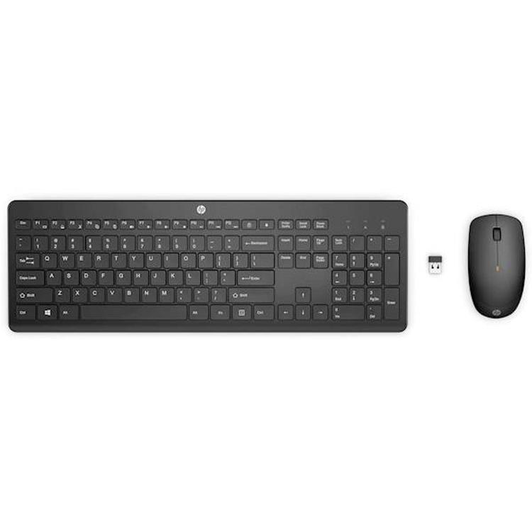Brezžični komplet HP 235, ki vključuje polno tipkovnico, optično miško in USB sprejemnik.