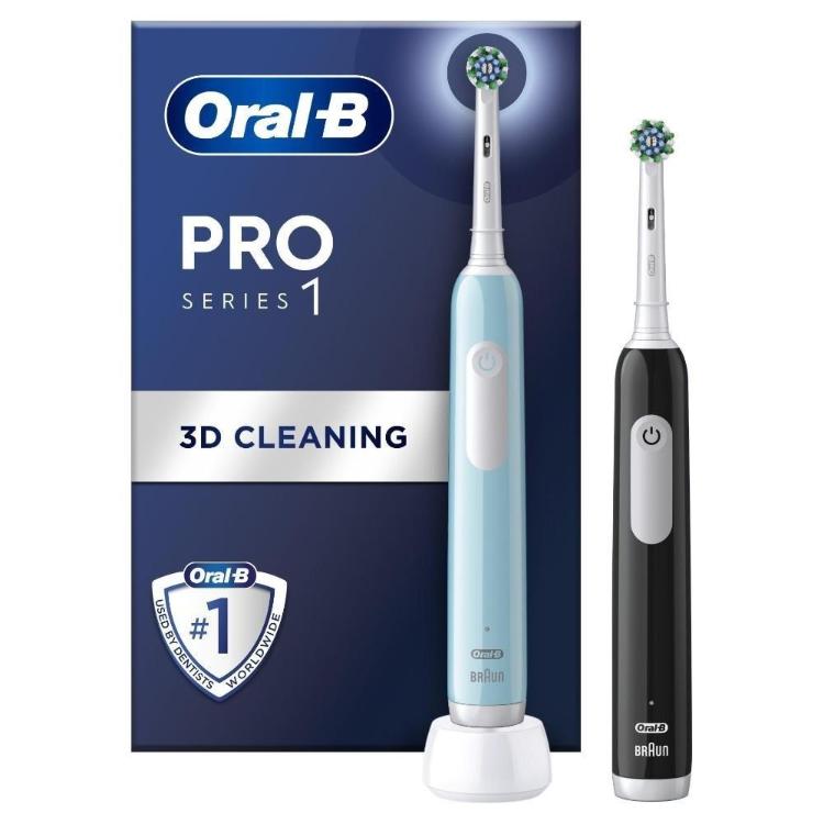 Električna zobna ščetka Oral-B PRO 1, dvojno pakiranje - modra + črna