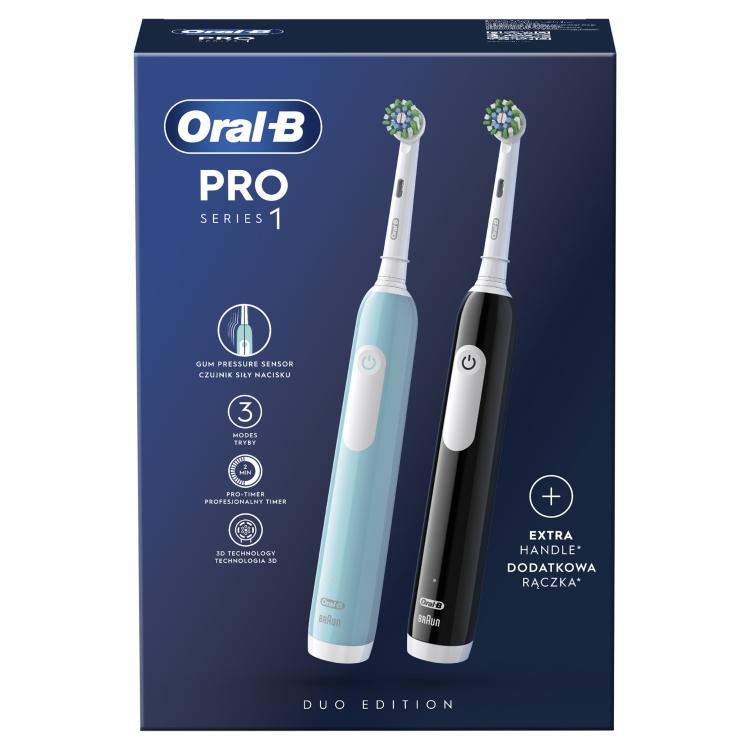 Električna zobna ščetka Oral-B PRO 1, dvojno pakiranje - modra + črna