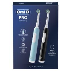 Električna zobna ščetka Oral-B PRO 1, dvojno pakiranje - modra + črna