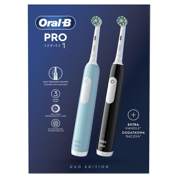 Električna zobna ščetka Oral-B PRO 1, dvojno pakiranje - modra + črna