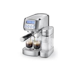 Espresso kavni aparat CASO Design z vgrajenim penilnikom mleka, digitalnim zaslonom in elegantnim ohišjem iz nerjavečega jekla omogoča pripravo popolnega espressa, cappuccina in latte napitkov.