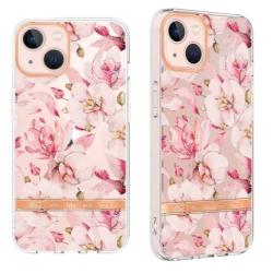 Gumiran ovitek (TPUP) za Apple iPhone 14 Plus, flowers, roza