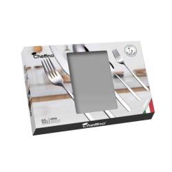 Embalaža Cheffino jedilnega pribora Aria, 60-delni komplet iz nerjavečega jekla.