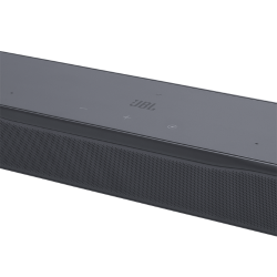 Soundbar JBL 500 M2 detajl zgornje plošče z upravljalnimi tipkami in kovinsko mrežico zvočnika.