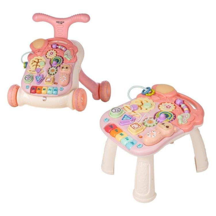 Free 2 Play sprehajalec in aktivnostna mizica Walk&Play 2in1, roza