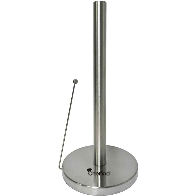 Cheffino stojalo za kuhinjske papirnate brisače Rho iz nerjavečega jekla.
