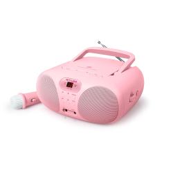 Prenosni radio Muse MD-203 KB s 3 CD, roza + mikrofon