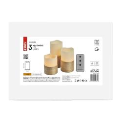 LED dekoracija 3x voščena svečka z vrvico, 3x AAA, notranja, vintage