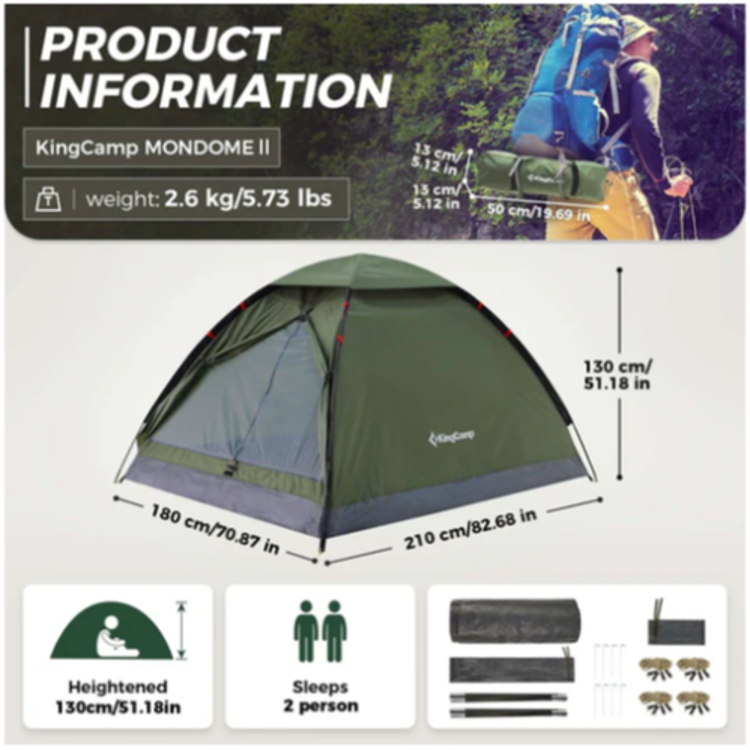 Šotor KingCamp Ultralight Mondome II, Teal, KT2427