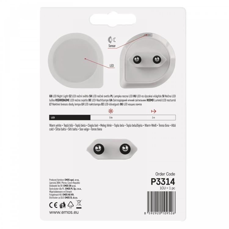 Nočna LED lučka Emos P3314, 230V s fotosenzorjem