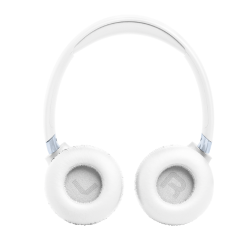 Bela JBL slušalka od znotraj, mehke blazinice z označenima L in R.