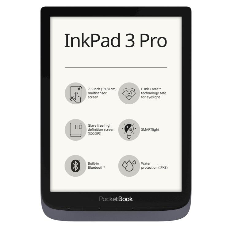 PocketBook elektronski bralnik InkPad 3 Pro, metalik siv