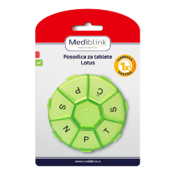 Tedenska posodica za tablete Mediblink Lotus 1x/dan M014, zelena