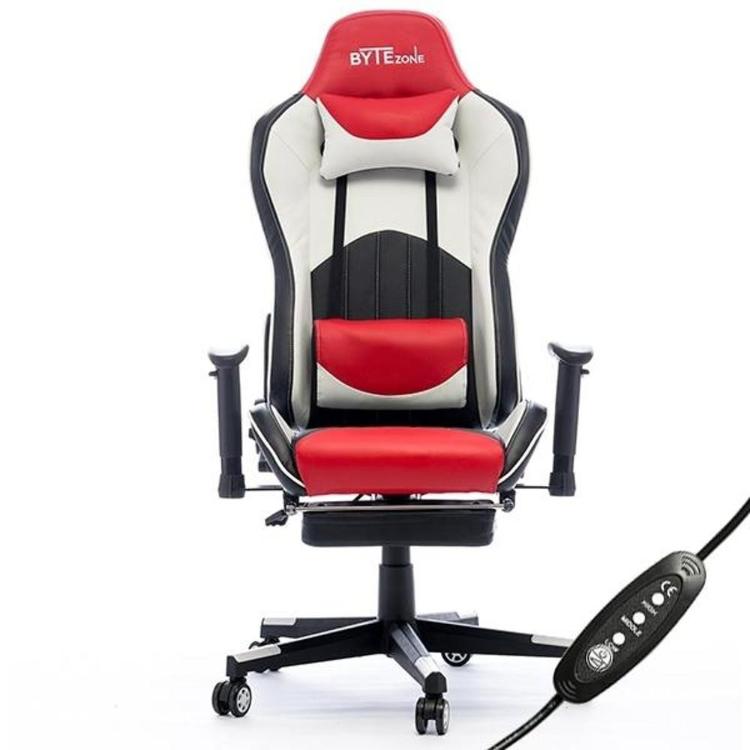 Gaming stol Bytezone DOLCE, masažna blazina, črno-rdeč