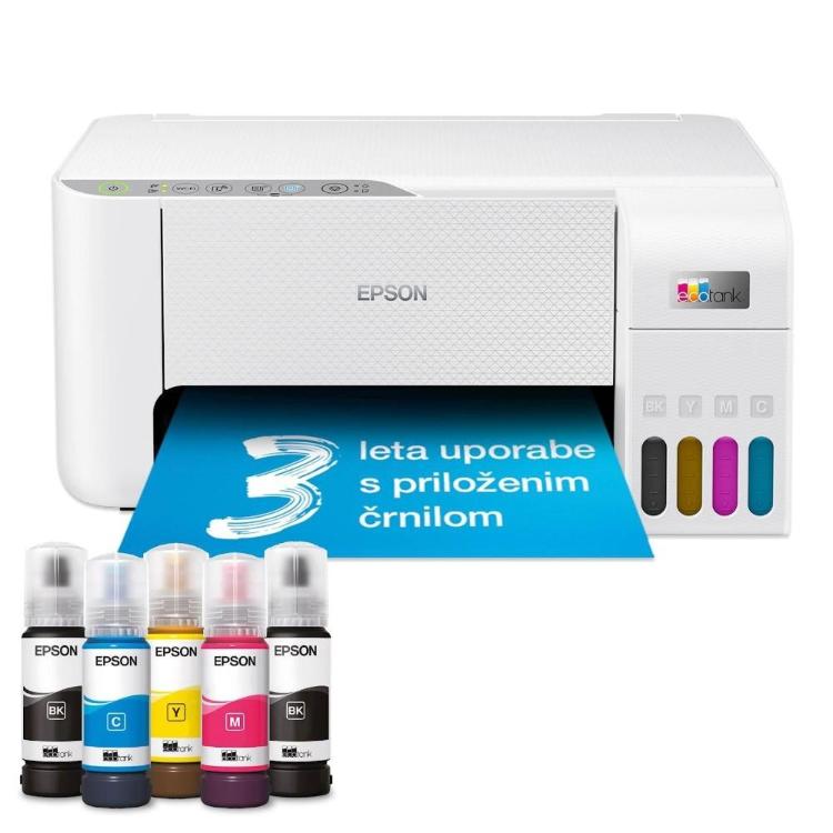 Epson EcoTank večfunkcijski tiskalnik z rezervoarji in črnili, do 3 leta uporabe s priloženim črnilom.