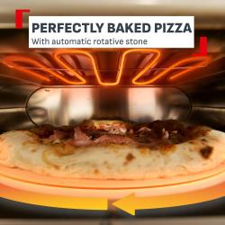 Notranjost Tefal pizza pečice z žarečimi grelci in pico na vrtljivem kamnu za enakomerno peko