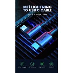 USB-C na Lightning kabel s 90-stopinjskim priključkom omogoča udobnejše polnjenje med uporabo naprave.