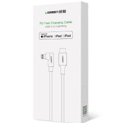 Kabel UGREEN USB-C na Lightning je prikazan v originalni prodajni embalaži.