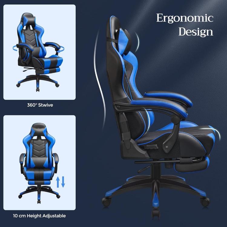 Gaming stol Songmics RCG026B01, črno-moder