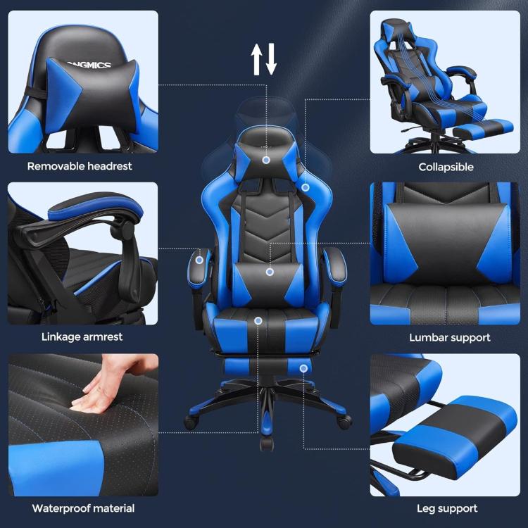 Gaming stol Songmics RCG026B01, črno-moder