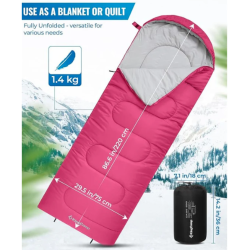 Dimenzije in uporaba spalne vreče KingCamp kot odeje ali quilt, primerna za pomlad in poletje.
