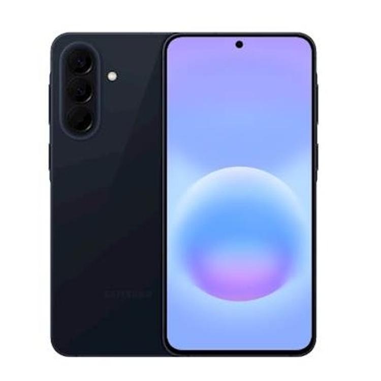 Samsung Galaxy A57 5G 128 GB, temno modra (Navy) barva, trojna zadnja kamera, velik zaslon s sredinsko sprednjo kamero.