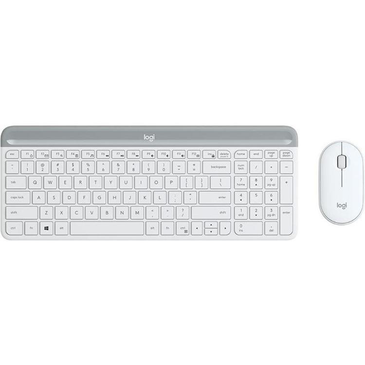 Brezžična tipkovnica Logitech MK470, slim, bela + miška