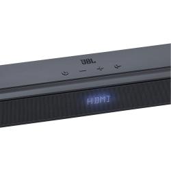 JBL BAR 2.1 Deep Bass MK2 detajl zgornjih upravljalnih tipk in LED-prikaza vhodnega vira HDMI.