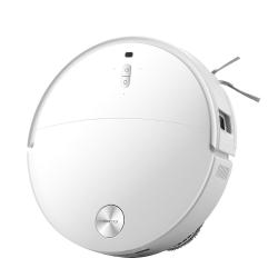 Bel robotski sesalnik Roborock z elegantnim minimalističnim dizajnom, prikazan od zgoraj.