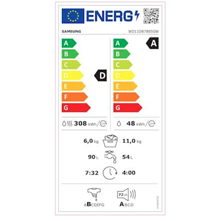 Pralno-sušilni stroj Samsung WD11DB7B85GWU4