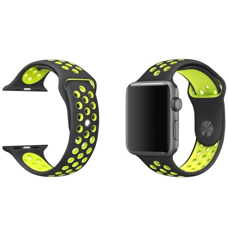 Silikonski pašček Sport za Apple Watch, 38/40/41 mm, črno-rumen_1