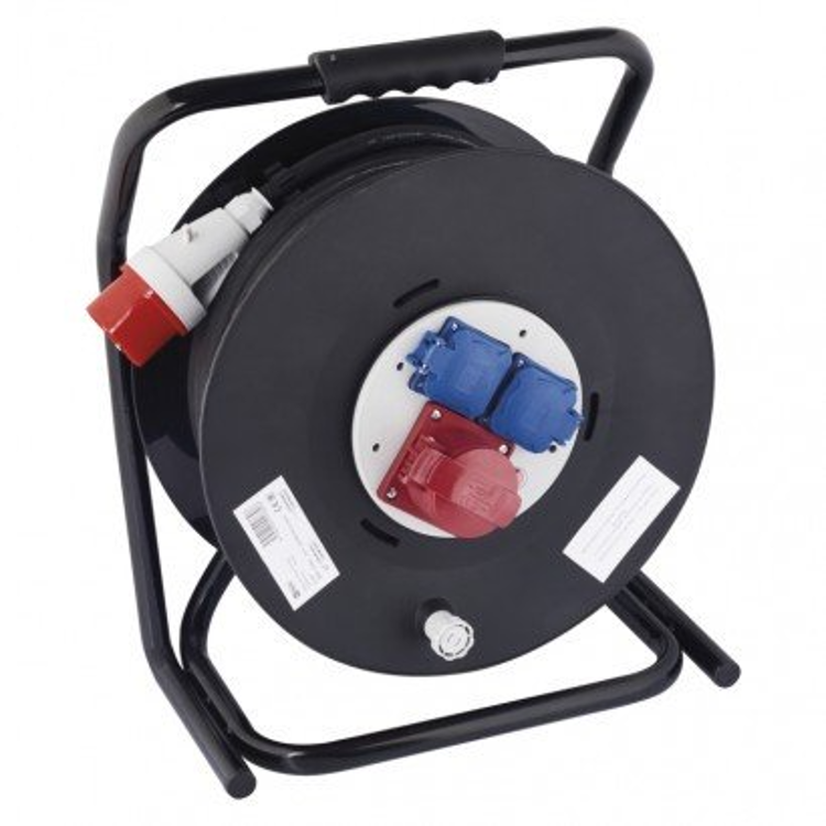 Zunanji kolutni podaljšek Emos 33 m / 3 vtičnice / črni / guma / 230V/400V / 2,5 mm2