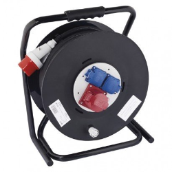 Zunanji kolutni podaljšek Emos 33 m / 3 vtičnice / črni / guma / 230V/400V / 2,5 mm2