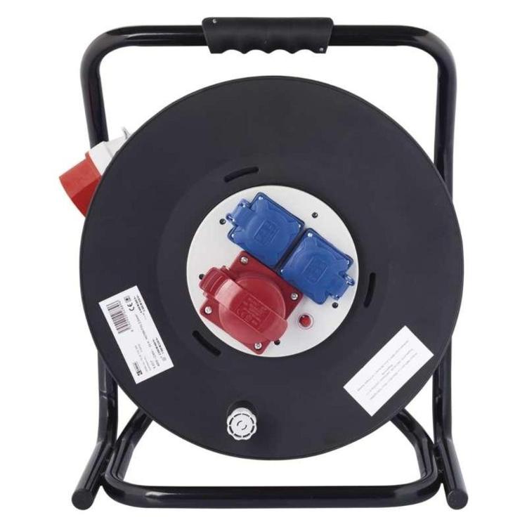Zunanji kolutni podaljšek Emos 33 m / 3 vtičnice / črni / guma / 230V/400V / 2,5 mm2