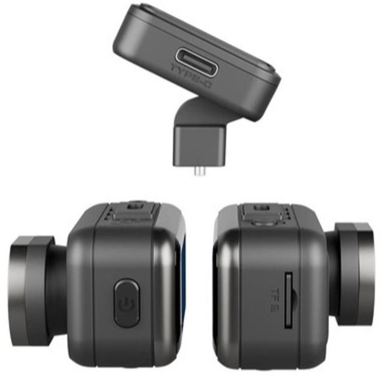 Navitel R88 PRO GPS avtomobilska kamera v črni barvi, prikazana z različnih strani z USB‑C priključkom, režo za pomnilniško kartico in gumbom za vklop.