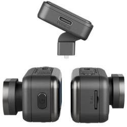 Navitel R88 PRO GPS avtomobilska kamera v črni barvi, prikazana z različnih strani z USB‑C priključkom, režo za pomnilniško kartico in gumbom za vklop.