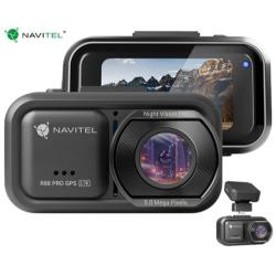 Navitel R88 PRO GPS avtomobilska kamera v črni barvi, prikazana z označenimi funkcijami 2.7K snemanja, Night Vision Pro in GPS modulom.
